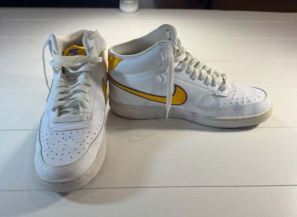 Nike Court Vision Mid White Yellow Purple High Top Sneakers Men’s 10